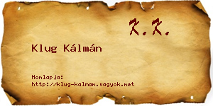 Klug Kálmán névjegykártya